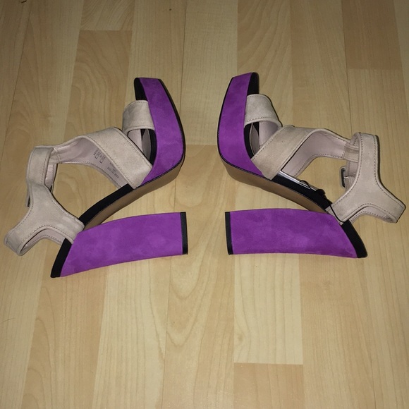 Zara genuine leather color block heels size 6 NEW - Picture 4 of 7